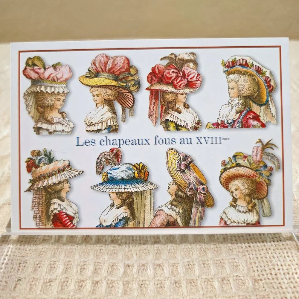 1999 Les Chapeaux Fous au XVIII French Hat Fashion Editions Mirontaine Postcard
